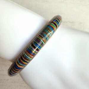Jay King DTR Sterling Silver Rainbow Calsilica Hinged Bangle Bracelet